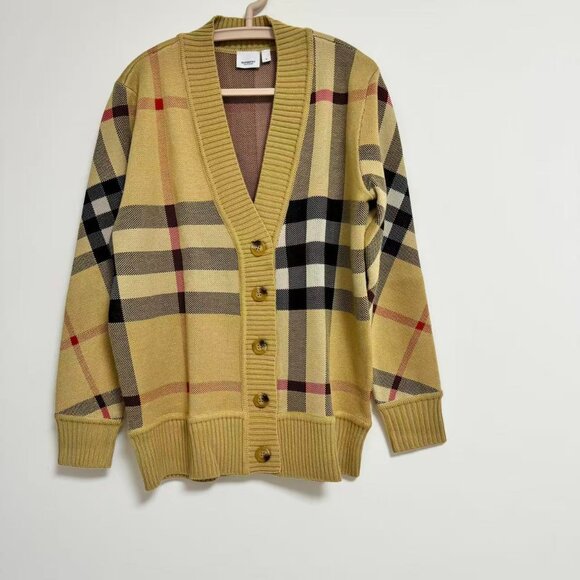 BURBERRY Check Wool Blend Cardigan - Picture 5 of 13